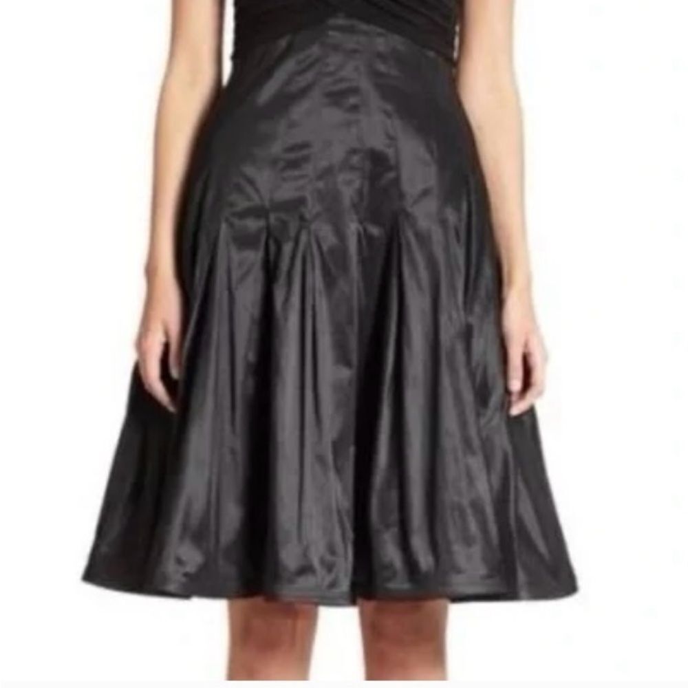 NEW Tadashi Shoji Black Taffeta Pleated Baloon Formal Midi Evening Skirt Size 4